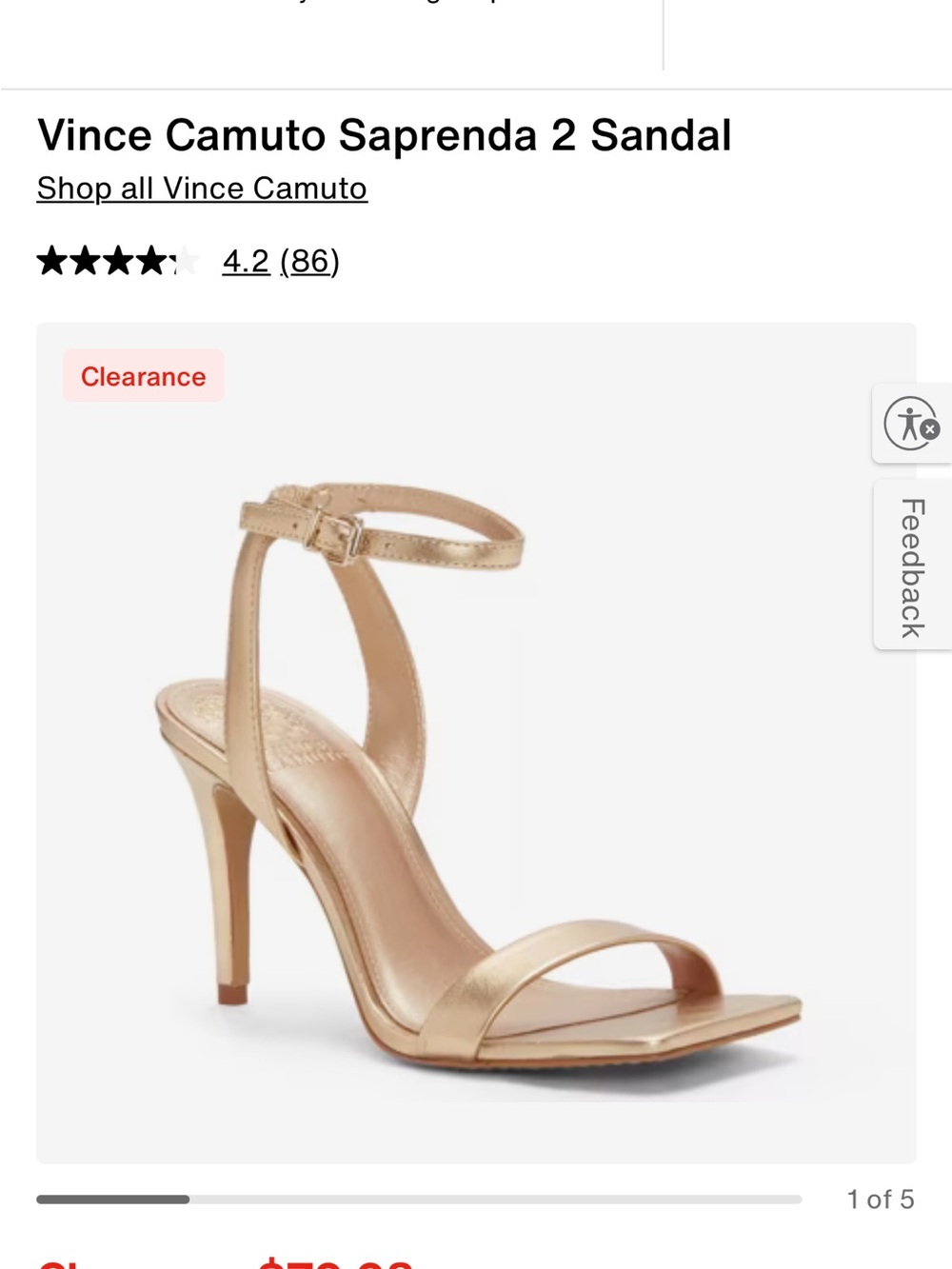 Vince Camuto Metallic Rose Gold Ankle-Strap Sandal